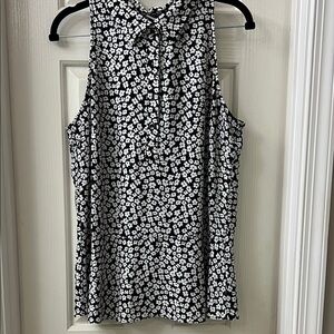 CAbi Black and White Floral Blouse